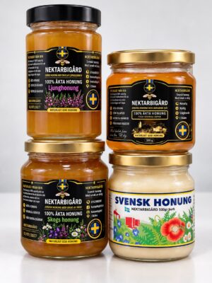 Honungspaket – 4 sorters svensk honung (2,1 kg)