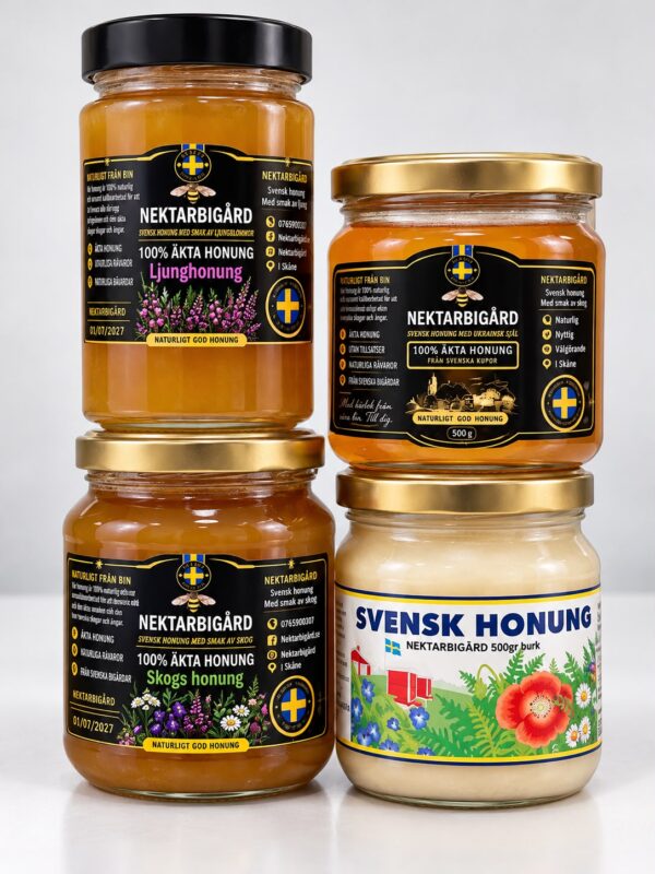 Swedish Honey Collection – 4 Varieties (2.1 kg)