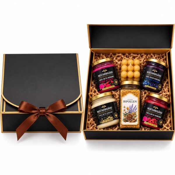 Luxury Swedish Honey Gift Box with Bee Pollen & Beeswax Candle – 6 Products